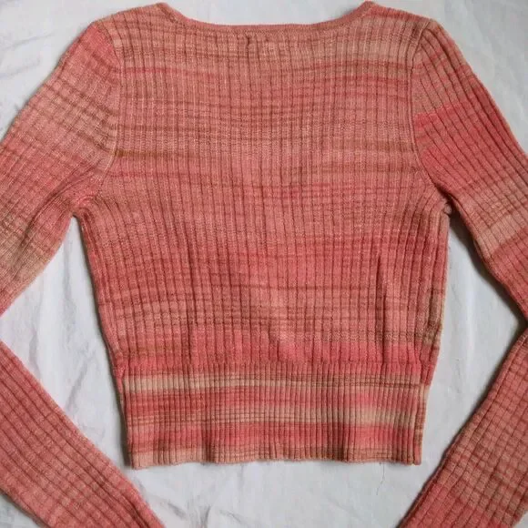 American Eagle Cropped Sweater Wrap Orange Pink Women's Size Small - Picture 10 of 10
